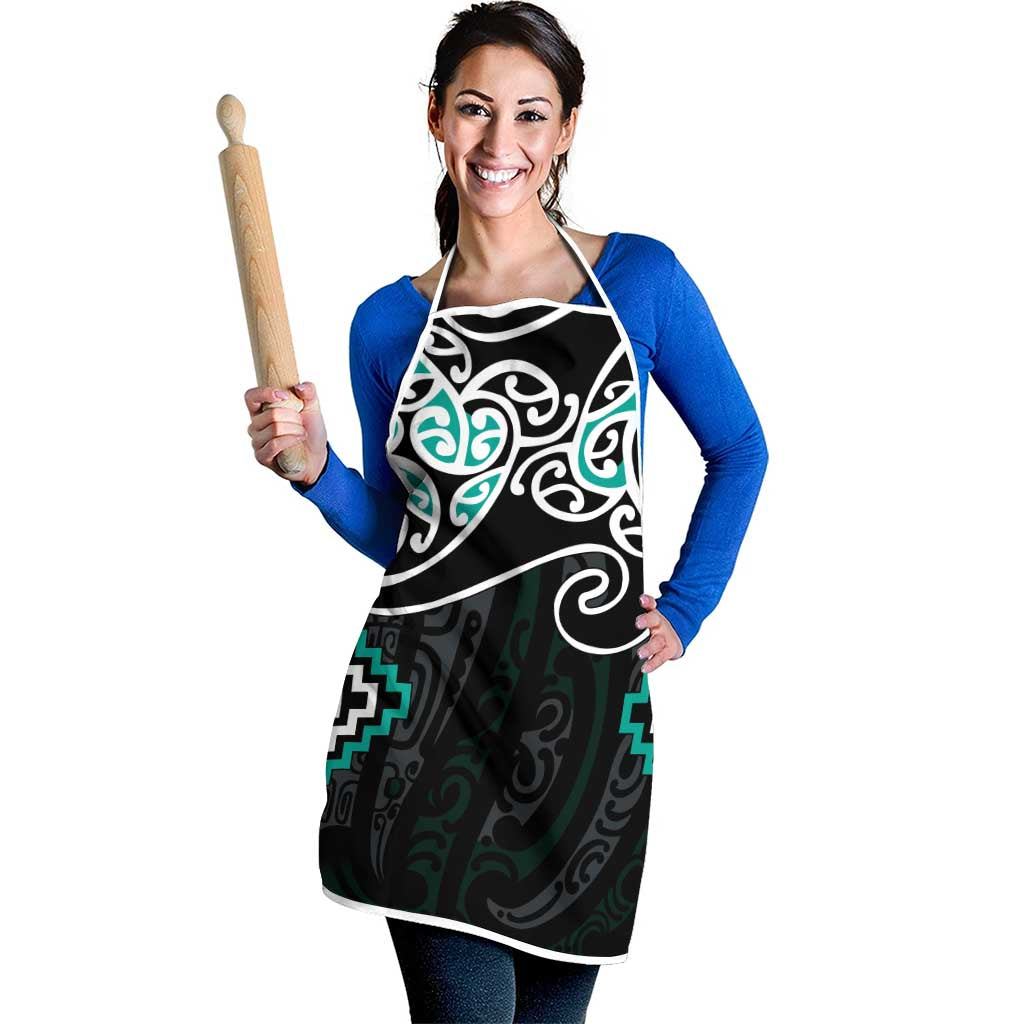 Turquoise Aotearoa Tukutuku Manawa Tapu Apron Ta Moko Toi Maori - Polynesian Pride