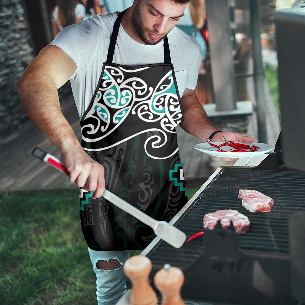 Turquoise Aotearoa Tukutuku Manawa Tapu Apron Ta Moko Toi Maori - Polynesian Pride