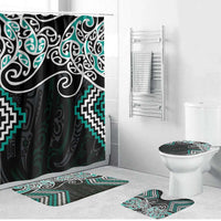 Turquoise Aotearoa Tukutuku Manawa Tapu Bathroom Set Ta Moko Toi Maori - Polynesian Pride