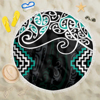 Turquoise Aotearoa Tukutuku Manawa Tapu Beach Blanket Ta Moko Toi Maori LT9 One Size 150cm Turquoise - Polynesian Pride