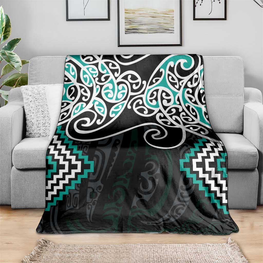 Turquoise Aotearoa Tukutuku Manawa Tapu Blanket Ta Moko Toi Maori LT9 - Polynesian Pride