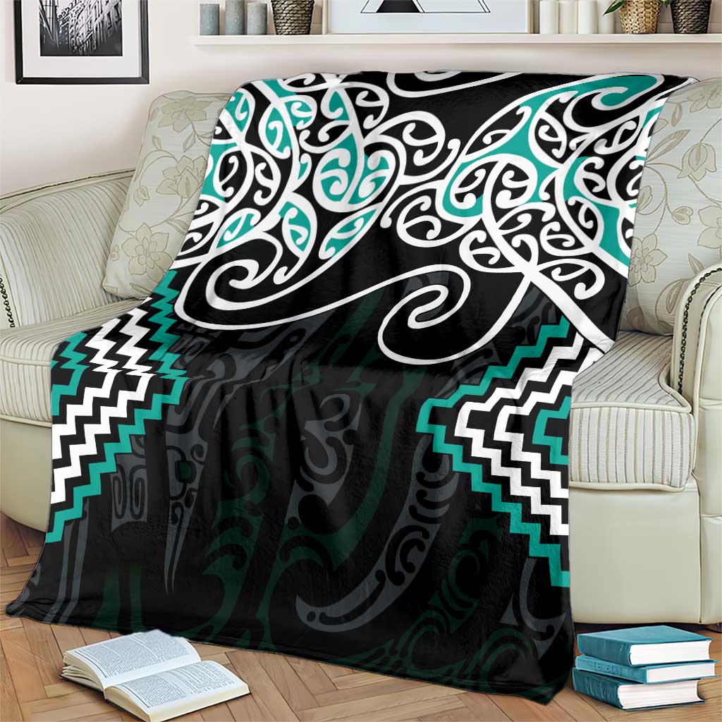 Turquoise Aotearoa Tukutuku Manawa Tapu Blanket Ta Moko Toi Maori LT9 - Polynesian Pride