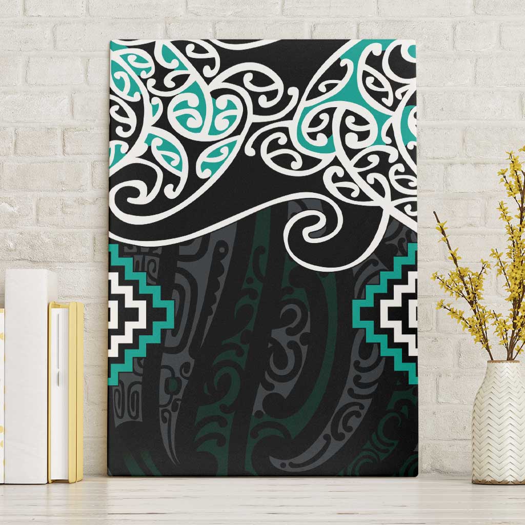 Turquoise Aotearoa Tukutuku Manawa Tapu Canvas Wall Art Ta Moko Toi Maori LT9 Without Frame Turquoise - Polynesian Pride