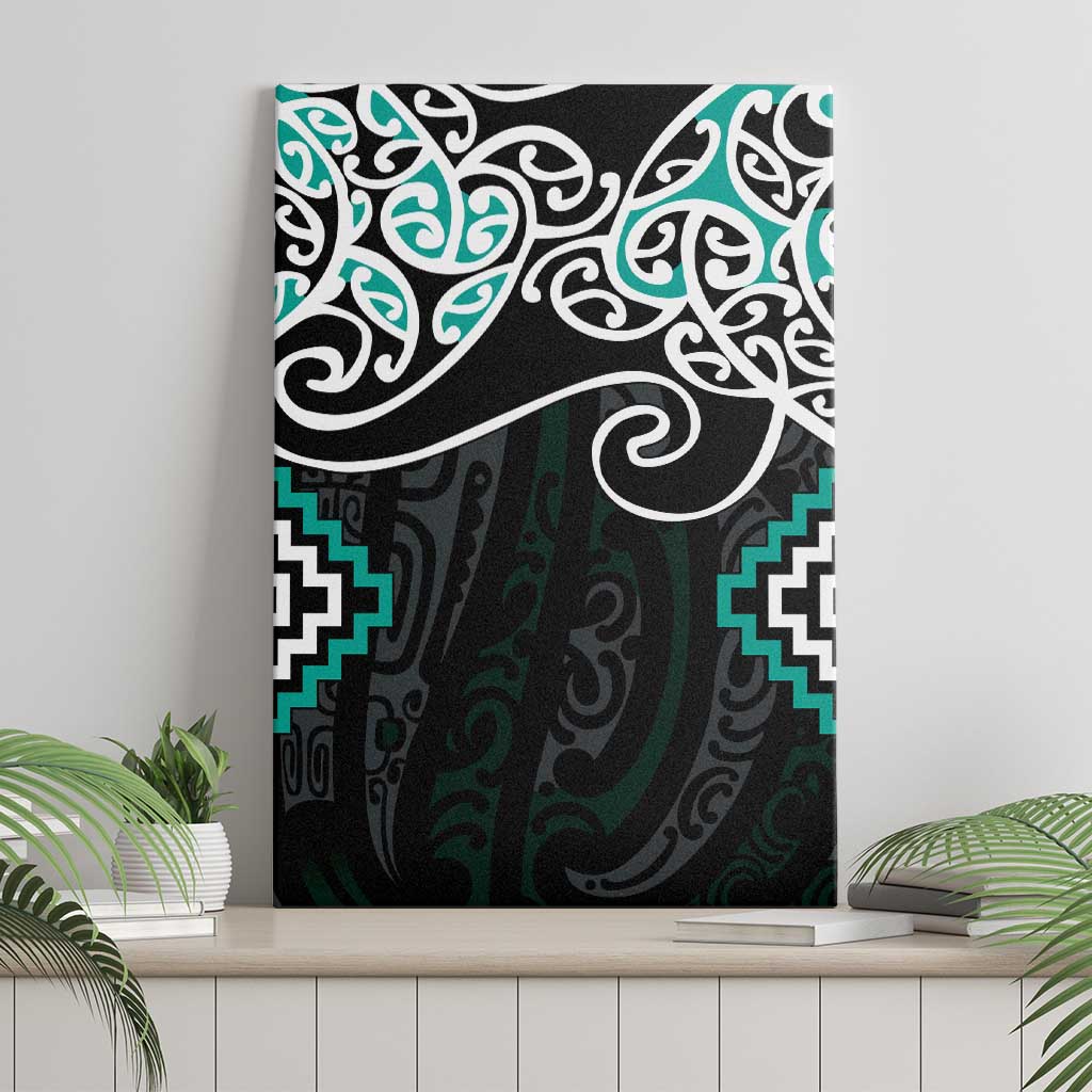 Turquoise Aotearoa Tukutuku Manawa Tapu Canvas Wall Art Ta Moko Toi Maori LT9 - Polynesian Pride