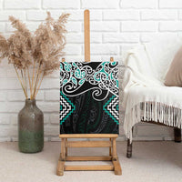 Turquoise Aotearoa Tukutuku Manawa Tapu Canvas Wall Art Ta Moko Toi Maori LT9 - Polynesian Pride