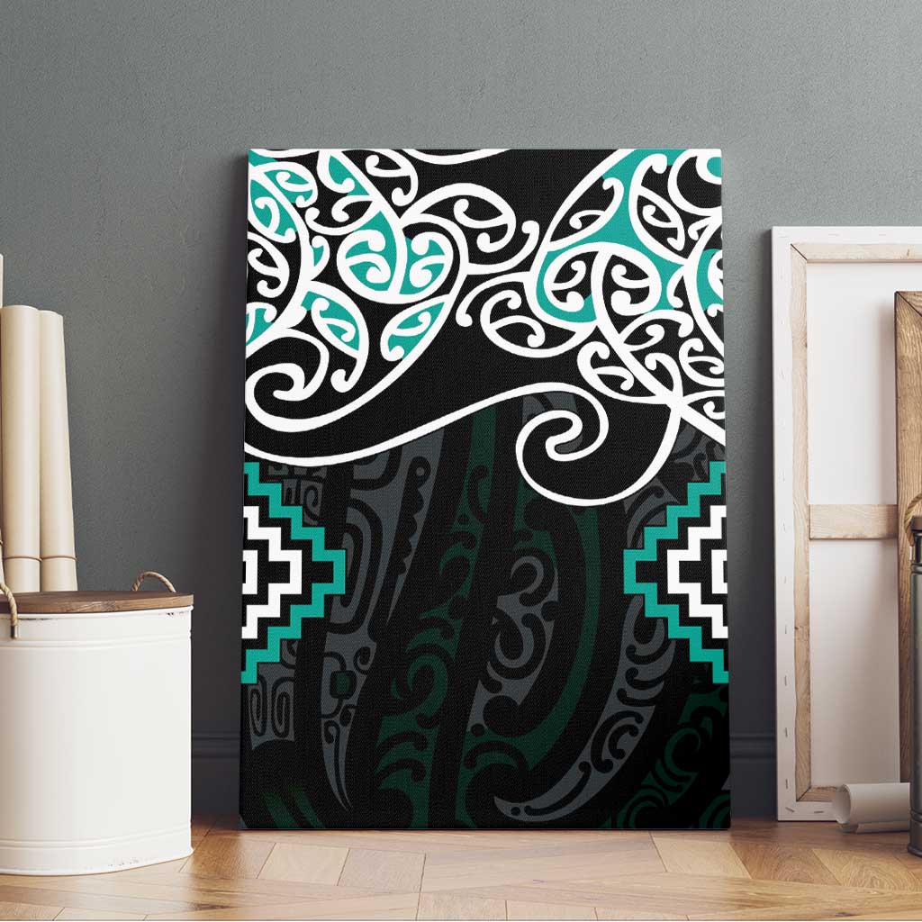 Turquoise Aotearoa Tukutuku Manawa Tapu Canvas Wall Art Ta Moko Toi Maori LT9 - Polynesian Pride