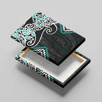Turquoise Aotearoa Tukutuku Manawa Tapu Canvas Wall Art Ta Moko Toi Maori LT9 - Polynesian Pride