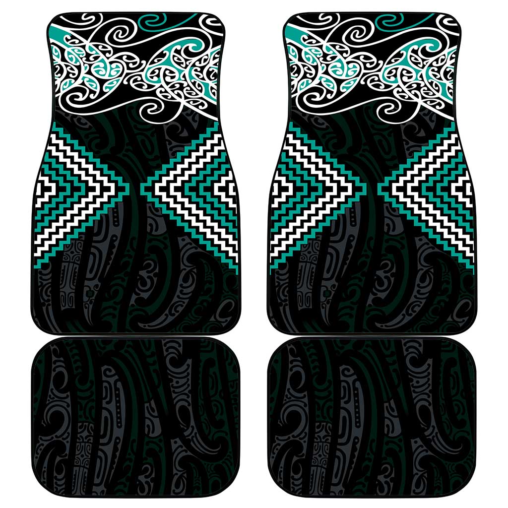 Turquoise Aotearoa Tukutuku Manawa Tapu Car Mats Ta Moko Toi Maori LT9 - Polynesian Pride