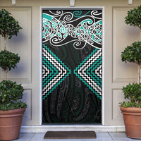 Turquoise Aotearoa Tukutuku Manawa Tapu Door Cover Ta Moko Toi Maori - Polynesian Pride