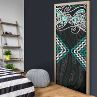 Turquoise Aotearoa Tukutuku Manawa Tapu Door Cover Ta Moko Toi Maori - Polynesian Pride