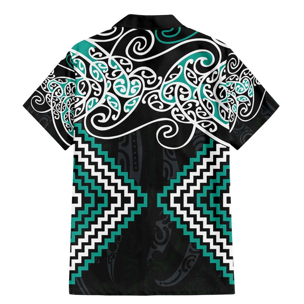 Turquoise Aotearoa Tukutuku Manawa Tapu Family Matching Mermaid Dress and Hawaiian Shirt Ta Moko Toi Maori
