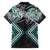 Turquoise Aotearoa Tukutuku Manawa Tapu Family Matching Short Sleeve Bodycon Dress and Hawaiian Shirt Ta Moko Toi Maori