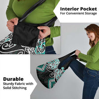 Turquoise Aotearoa Tukutuku Manawa Tapu Grocery Bag Ta Moko Toi Maori LT9 - Polynesian Pride