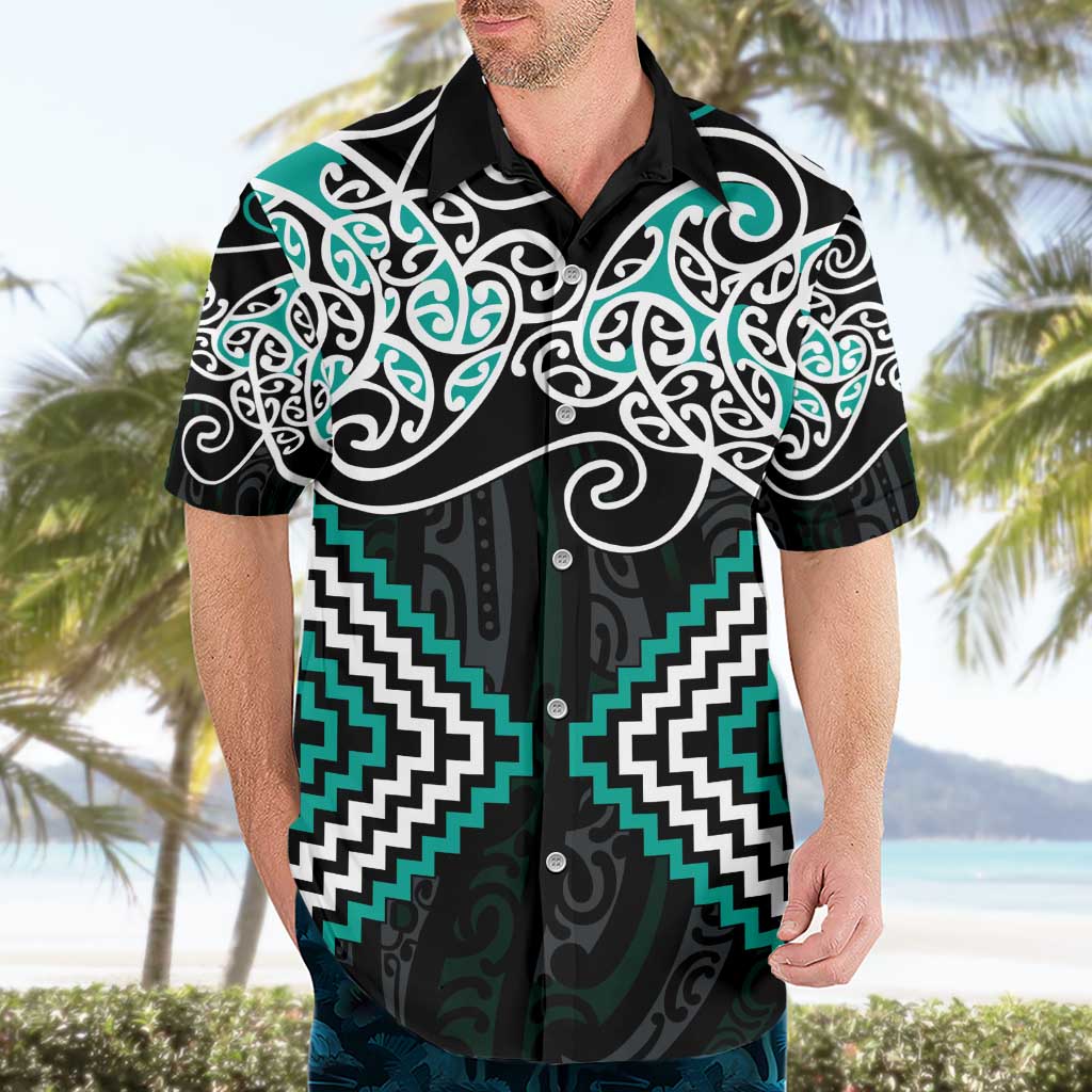 Turquoise Aotearoa Tukutuku Manawa Tapu Hawaiian Shirt Ta Moko Toi Maori LT9 - Polynesian Pride