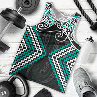 Turquoise Aotearoa Tukutuku Manawa Tapu Men Tank Top Ta Moko Toi Maori LT9 - Polynesian Pride