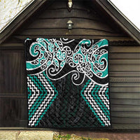 Turquoise Aotearoa Tukutuku Manawa Tapu Quilt Ta Moko Toi Maori