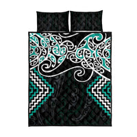 Turquoise Aotearoa Tukutuku Manawa Tapu Quilt Bed Set Ta Moko Toi Maori LT9 - Polynesian Pride