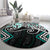 Turquoise Aotearoa Tukutuku Manawa Tapu Round Carpet Ta Moko Toi Maori