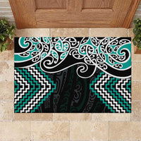 Turquoise Aotearoa Tukutuku Manawa Tapu Rubber Doormat Ta Moko Toi Maori LT9 Turquoise - Polynesian Pride