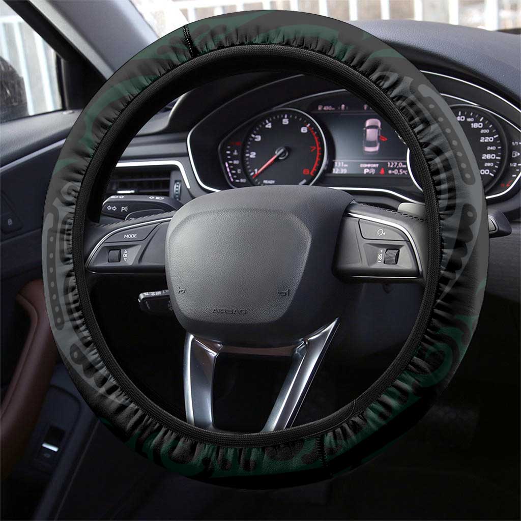 Turquoise Aotearoa Tukutuku Manawa Tapu Steering Wheel Cover Ta Moko Toi Maori LT9 - Polynesian Pride