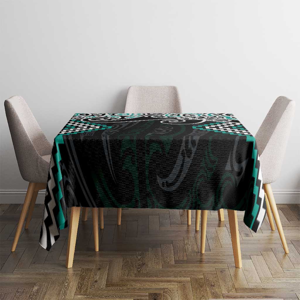 Turquoise Aotearoa Tukutuku Manawa Tapu Tablecloth Ta Moko Toi Maori LT9 - Polynesian Pride