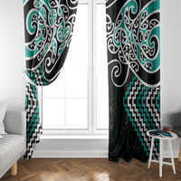 Turquoise Aotearoa Tukutuku Manawa Tapu Window Curtain Ta Moko Toi Maori LT9 - Polynesian Pride