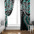 Turquoise Aotearoa Tukutuku Manawa Tapu Window Curtain Ta Moko Toi Maori