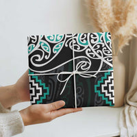 Turquoise Aotearoa Tukutuku Manawa Tapu Wrapping Paper Ta Moko Toi Maori - Polynesian Pride