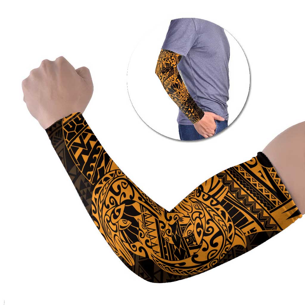 Gold Couple Dolphins Maori Polynesian Style Arm Sleeves - Polynesian Pride