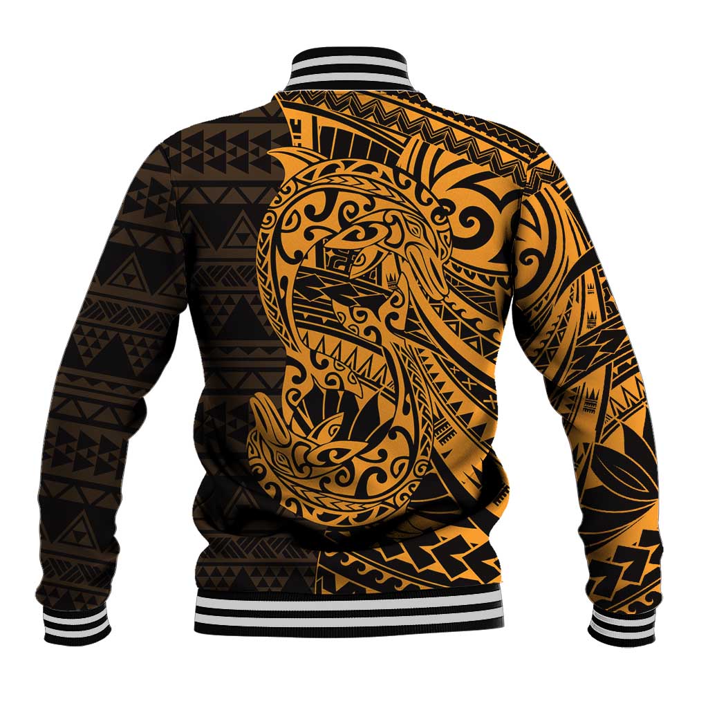 Gold Couple Dolphins Maori Polynesian Style Baseball Jacket LT9 - Polynesian Pride