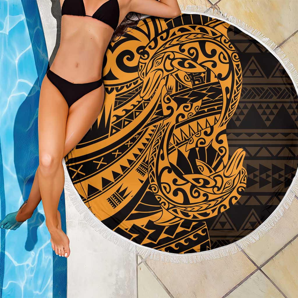 Gold Couple Dolphins Maori Polynesian Style Beach Blanket LT9 - Polynesian Pride