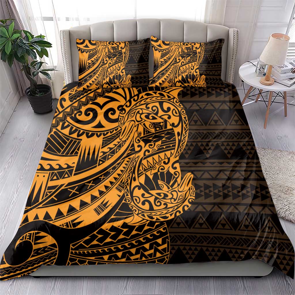 Gold Couple Dolphins Maori Polynesian Style Bedding Set