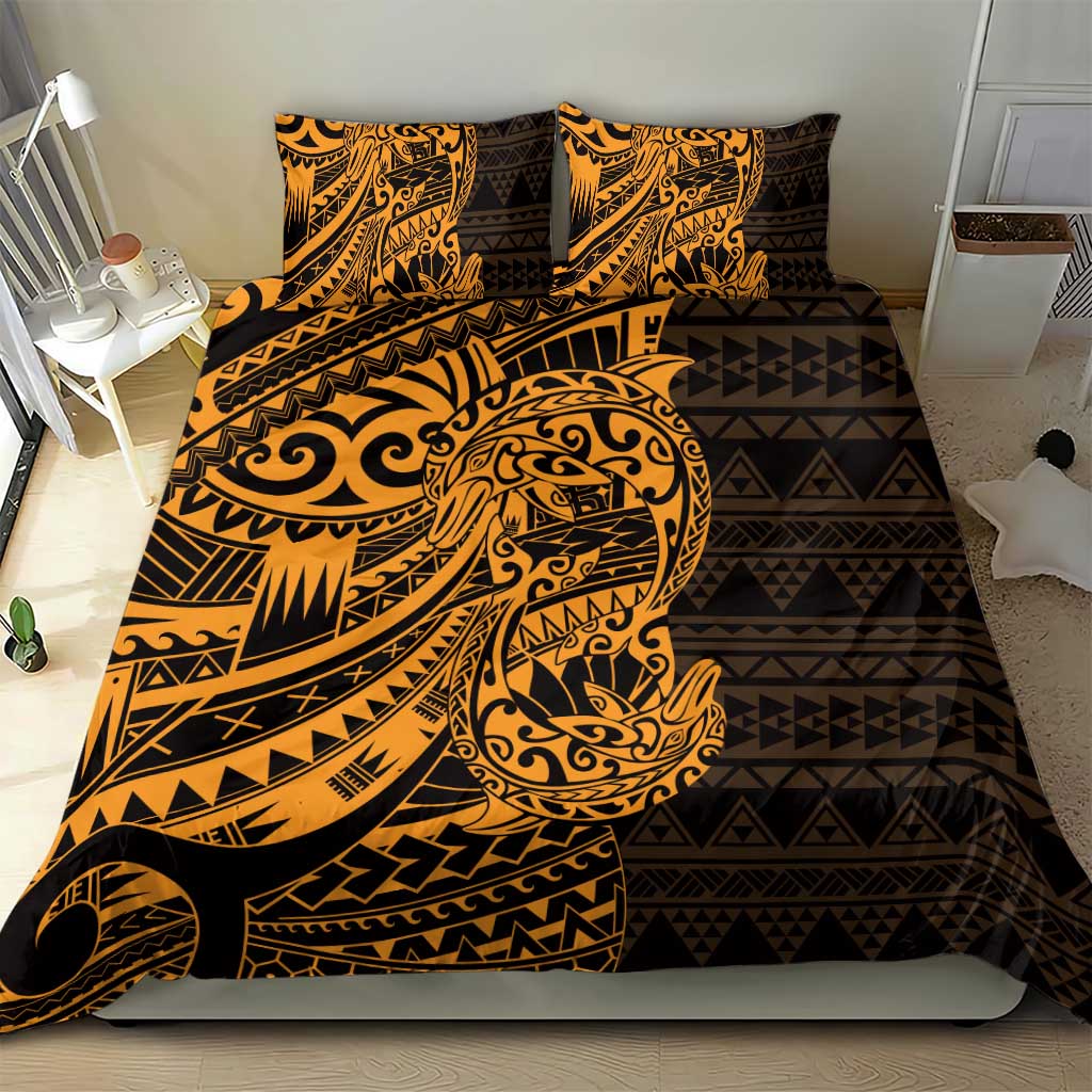Gold Couple Dolphins Maori Polynesian Style Bedding Set