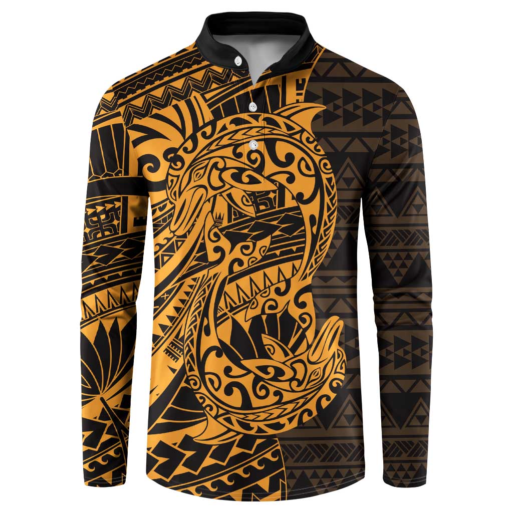 Gold Couple Dolphins Maori Polynesian Style Button Sweatshirt LT9 Gold - Polynesian Pride