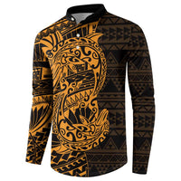 Gold Couple Dolphins Maori Polynesian Style Button Sweatshirt LT9 - Polynesian Pride