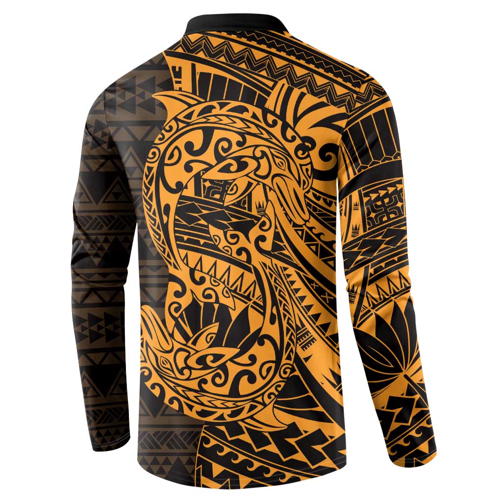 Gold Couple Dolphins Maori Polynesian Style Button Sweatshirt LT9 - Polynesian Pride