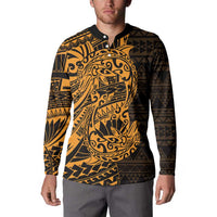 Gold Couple Dolphins Maori Polynesian Style Button Sweatshirt LT9 - Polynesian Pride