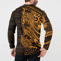 Gold Couple Dolphins Maori Polynesian Style Button Sweatshirt LT9 - Polynesian Pride