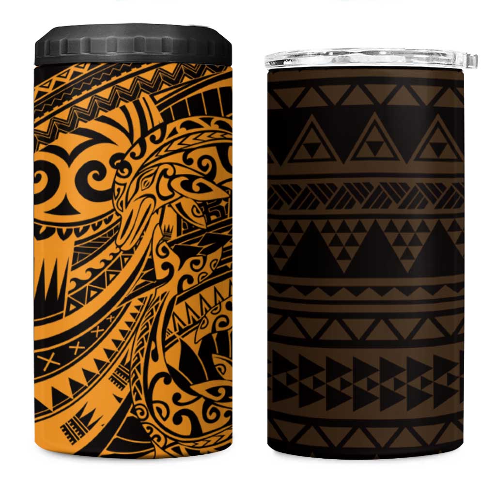 Gold Couple Dolphins Maori Polynesian Style 4 in 1 Can Cooler Tumbler LT9 One Size: 16 oz Gold - Polynesian Pride