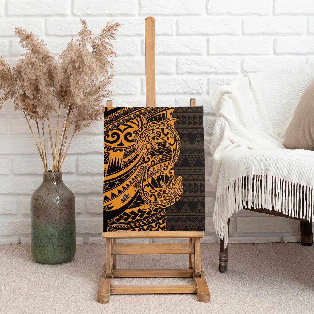 Gold Couple Dolphins Maori Polynesian Style Canvas Wall Art LT9 - Polynesian Pride