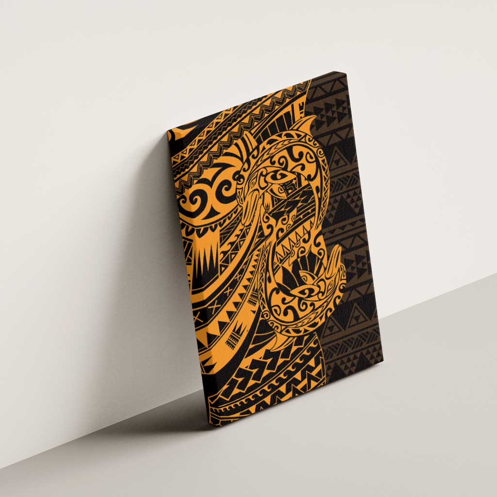 Gold Couple Dolphins Maori Polynesian Style Canvas Wall Art LT9 - Polynesian Pride