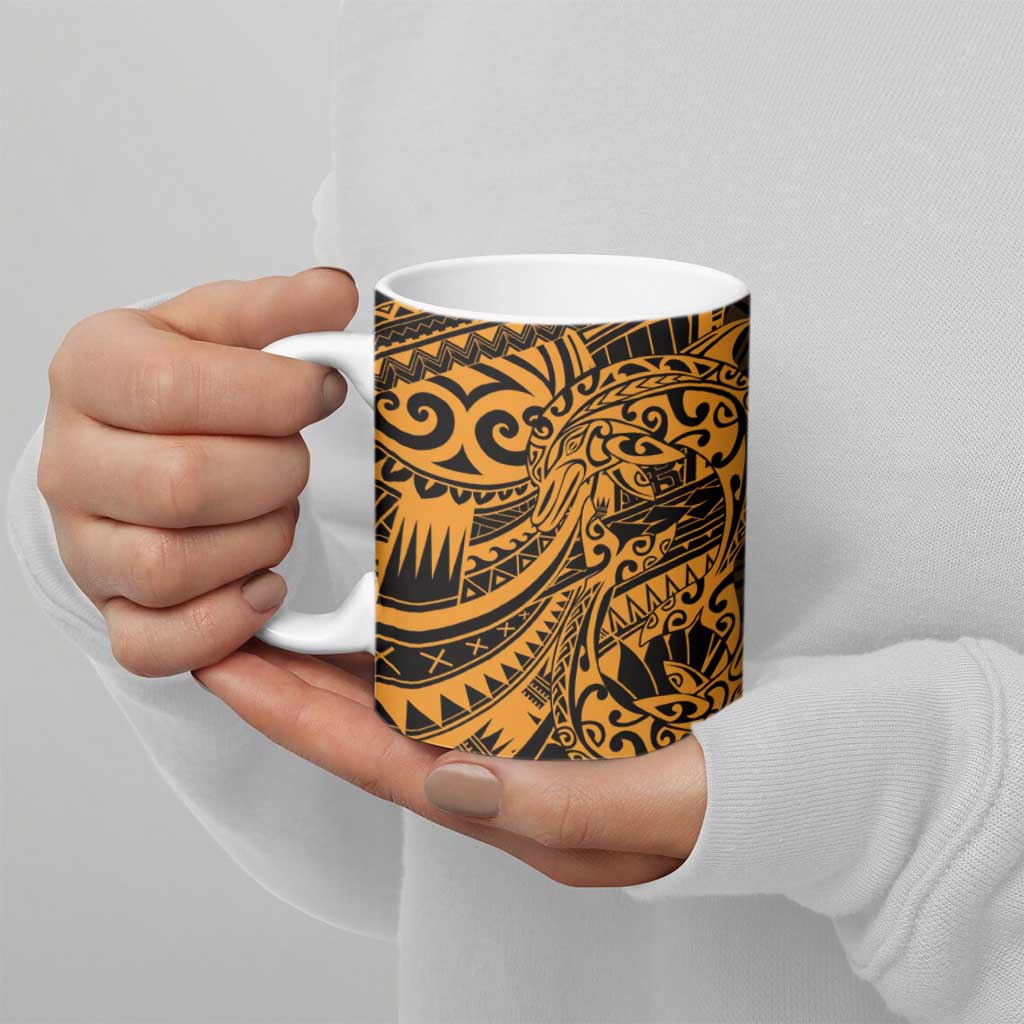 Gold Couple Dolphins Maori Polynesian Style Ceramic Mug - Polynesian Pride