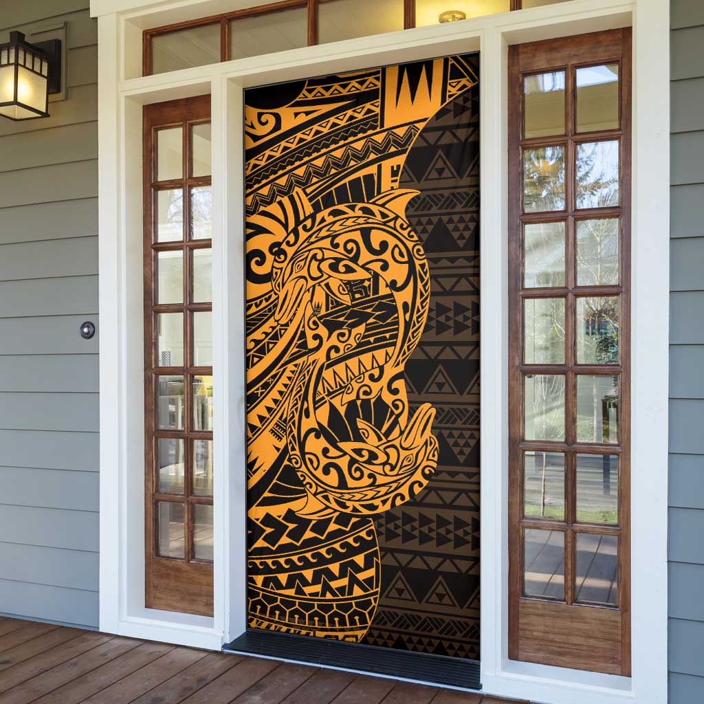 Gold Couple Dolphins Maori Polynesian Style Door Cover - Polynesian Pride