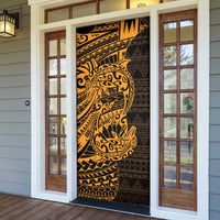 Gold Couple Dolphins Maori Polynesian Style Door Cover - Polynesian Pride