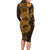 Gold Couple Dolphins Maori Polynesian Style Family Matching Long Sleeve Bodycon Dress and Hawaiian Shirt