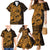 Gold Couple Dolphins Maori Polynesian Style Family Matching Mermaid Dress and Hawaiian Shirt