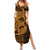 Gold Couple Dolphins Maori Polynesian Style Family Matching Summer Maxi Dress and Hawaiian Shirt