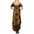 Gold Couple Dolphins Maori Polynesian Style Family Matching Summer Maxi Dress and Hawaiian Shirt