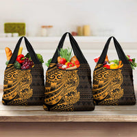 Gold Couple Dolphins Maori Polynesian Style Grocery Bag LT9 3-pack One Size Gold - Polynesian Pride