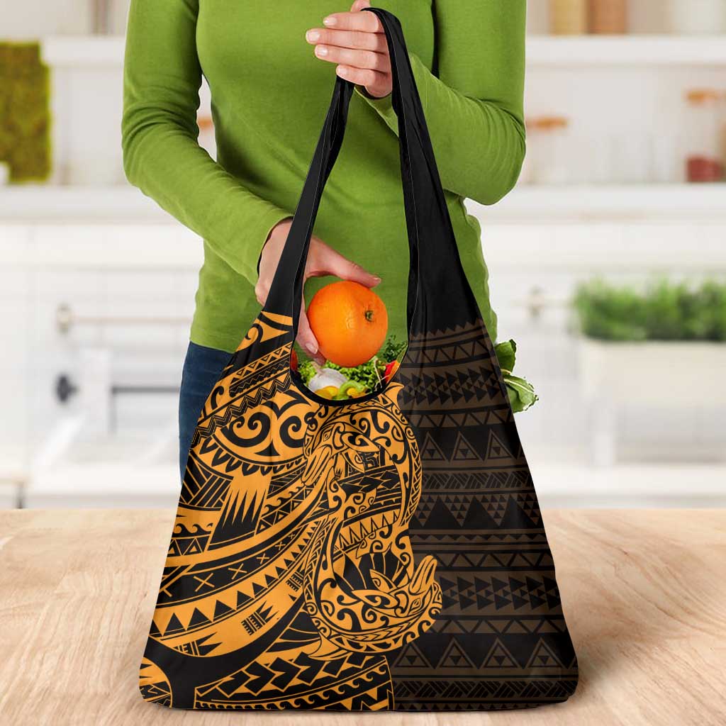 Gold Couple Dolphins Maori Polynesian Style Grocery Bag LT9 - Polynesian Pride